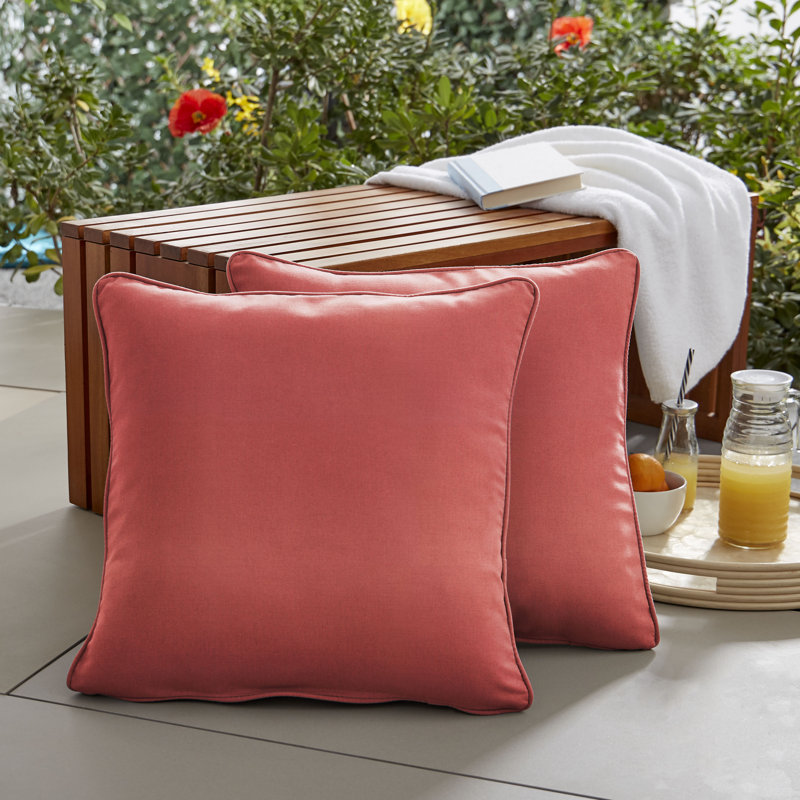 Erika Outdoor Reversible Throw Pillow, Canvas Henna, 24"H x 24"W