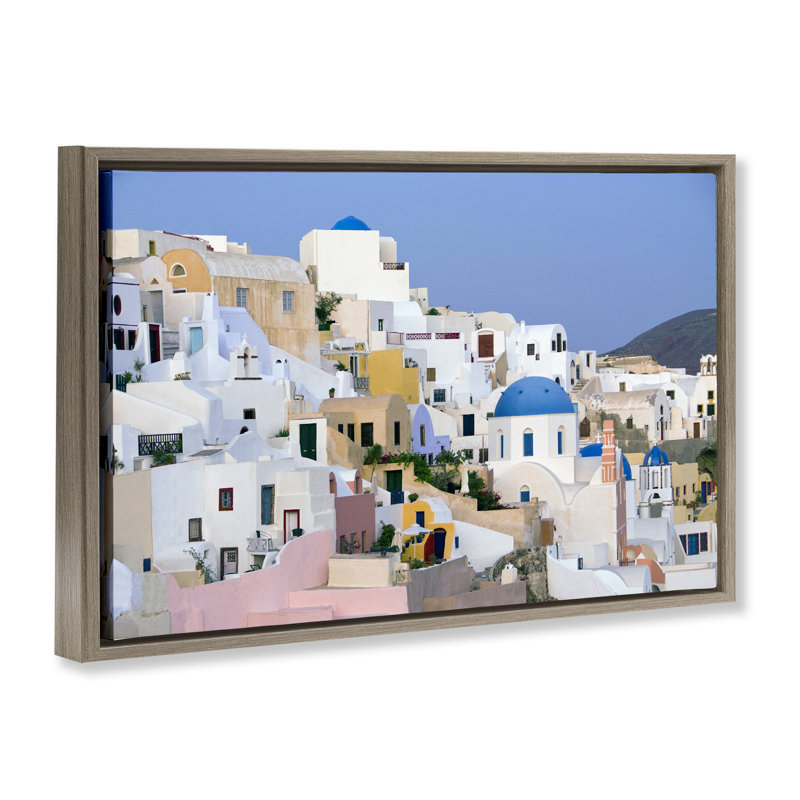 Seaside City Architecture View, 17" H x 25" W, Montalcino Elm Floater Frame