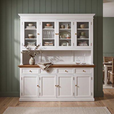 Pinette 78.74 " W Glass and Solid Wood Dining Hutch