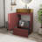 20" Freestanding  Bathroom Vanity In Red With Integrated Brushed Gold 304 Stainless Steel Sink Top-1035361300