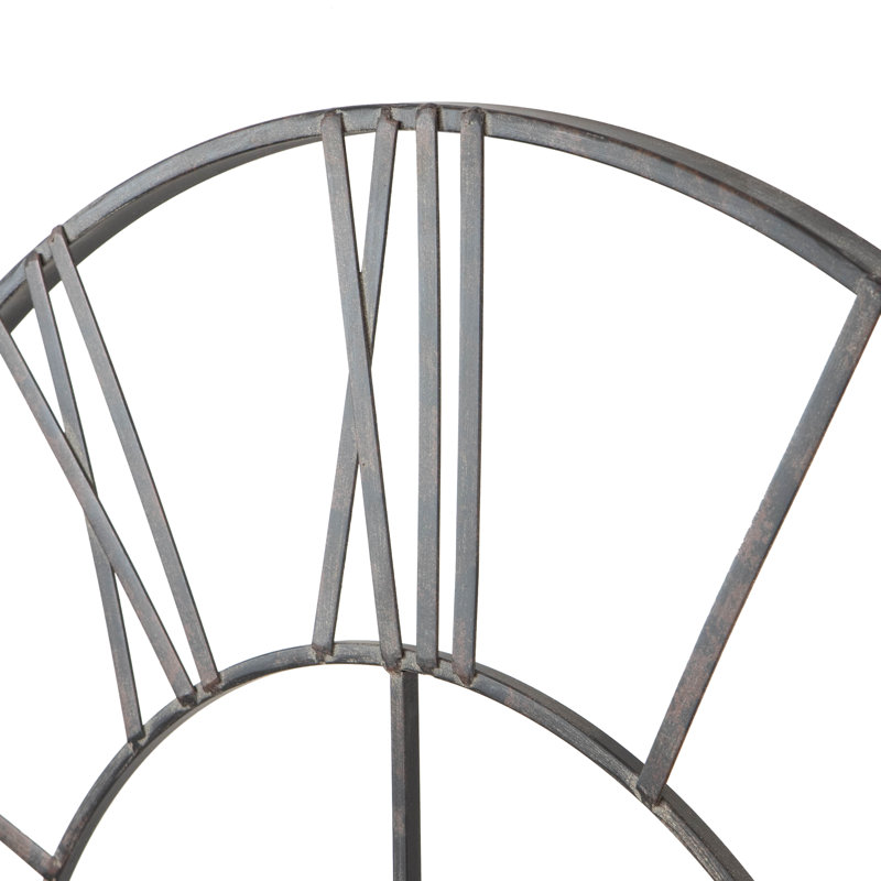 Solange Round Metal Farmhouse Wall Clock, Distressed Gray, Large