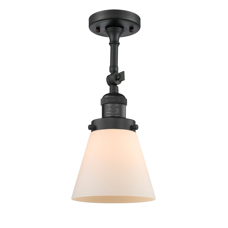 Cone 1 Light Sconce, Matte White Cased, 6 Watt Vinage LED Bulb, Matte Black