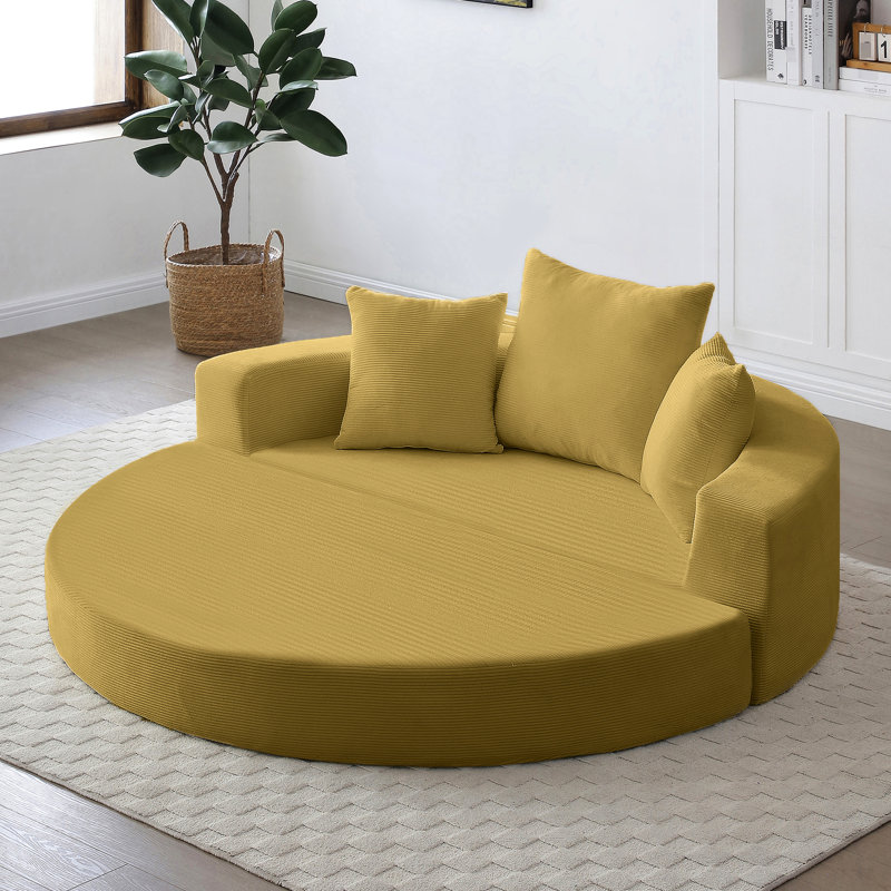 Futon en velours côtelé multifonctionnel, se transforme en matelas, mousse à haute densité, pour le salon, 2 sièges, futon convertible jaune sans assemblage, utilisation par les invités,