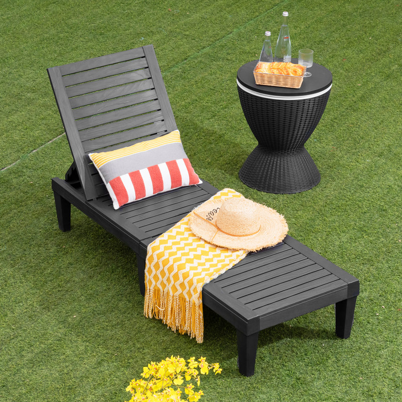 Epifanio 190cm Long Reclining Single Chaise, Black