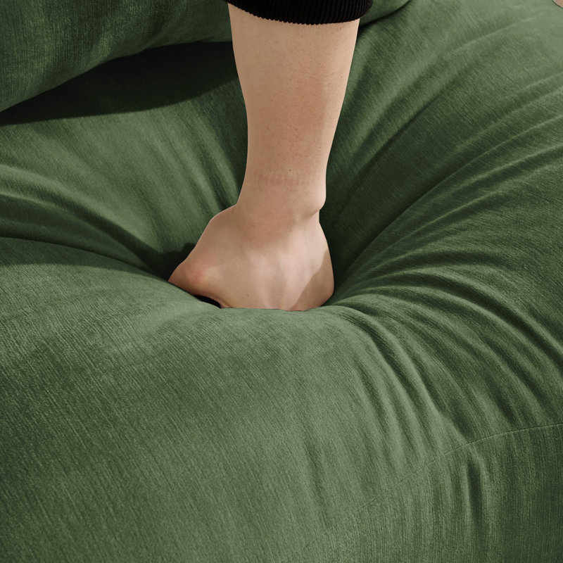 Canapé en L Chenille avec 1 repose-pieds mobile, canapé modulaire surdimensionné à 3 places avec 3 coussins de taille exquise, conception ergonomique, canapé modulaire facile à assembler pour le bureau du salon, vert