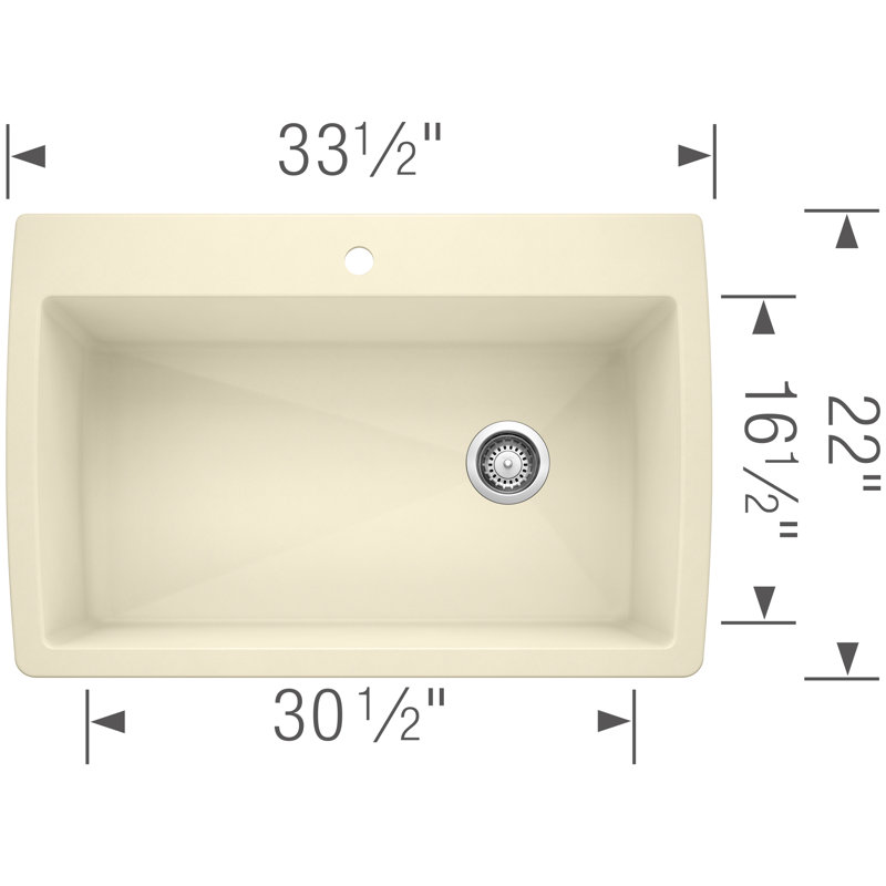 Diamond SILGRANIT 33.5" Super Single Dual Mount Kitchen Sink, Biscotti, 1 hole