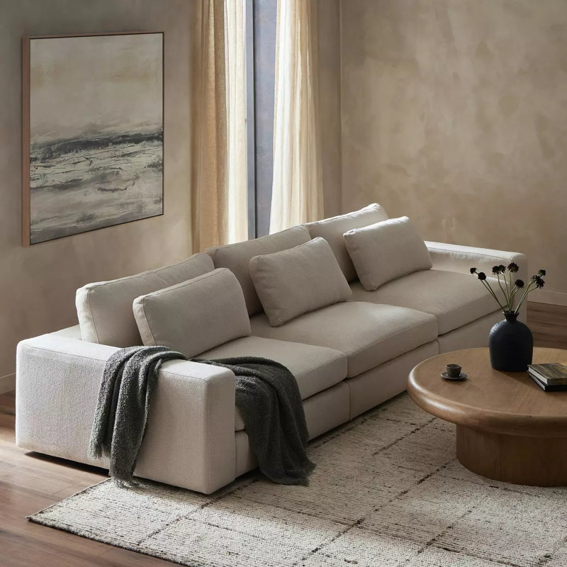 Natalina Upholstered L-Shaped Sectional Reversible, Clairmont Ivory