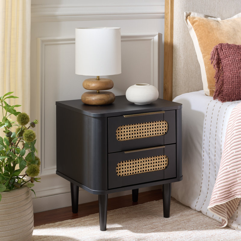 Brey 2 Drawer Nightstand, Black