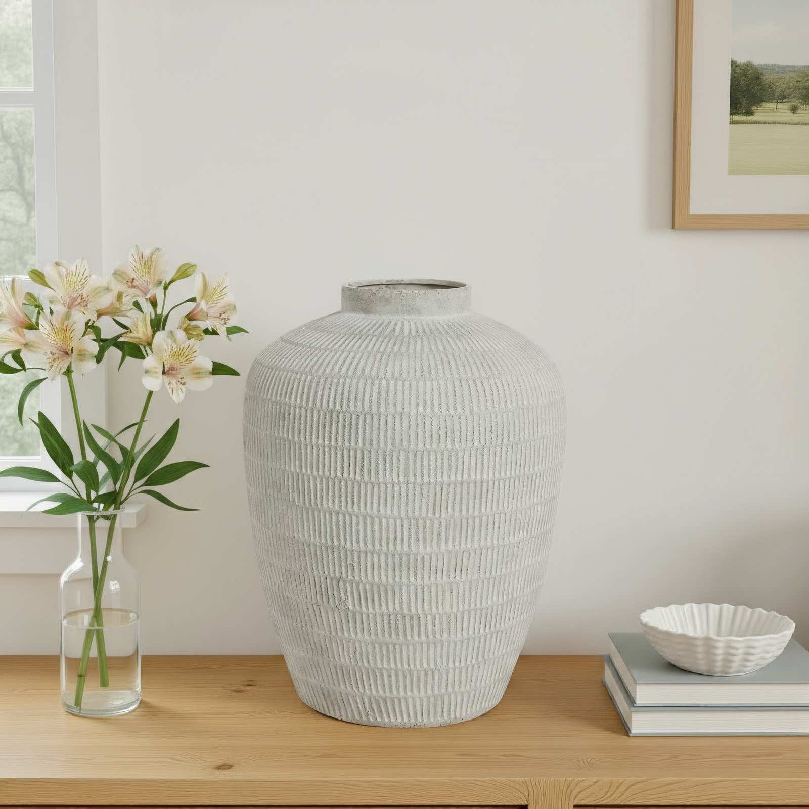 Kimona Ceramic Table Vase, 19.3" H x 14.75" W x 14.8" D