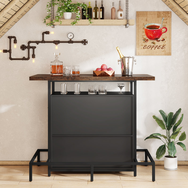 Ripken 47.24'' Bar Cabinet, Black/Brown
