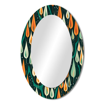 Retro Abstract Drops XIV - Abstract Oval Decorative Mirror On Metal