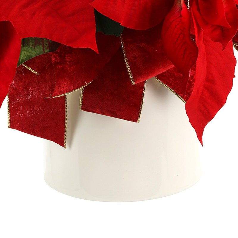 Poinsettia Holiday Floral in Fiberstone Pot