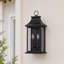 Lanterne murale d'extérieur noire 22 po à 2 lumières, grande applique moderne de style campagne moderne avec panneaux en verre transparent