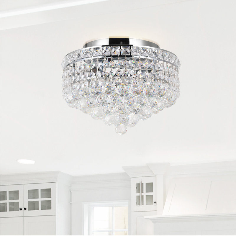 Plafonnier encastré 3 lumières avec finition chromée, H 9 po x l 12 po x P 12 po, Chrome chrome