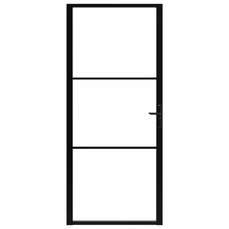 Metal and Glass Sliding Closet Doors, 40.4" x 79.3", Black/Transparent
