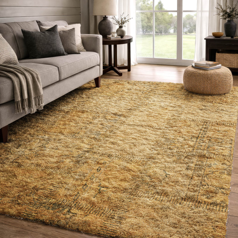 Tapis à poil long de qualité supérieure lavable à la machine ADS685, Cuivre, 9 pi x 12 pi