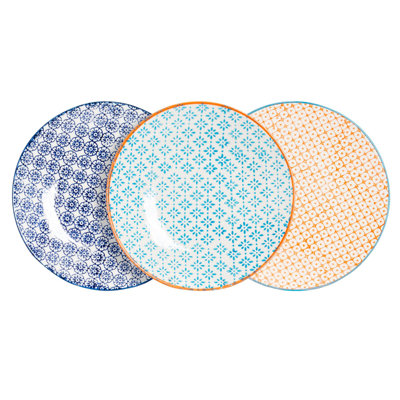 Nicola Spring - Hand-Printed Side Plates - 3 Colours - Set of 6