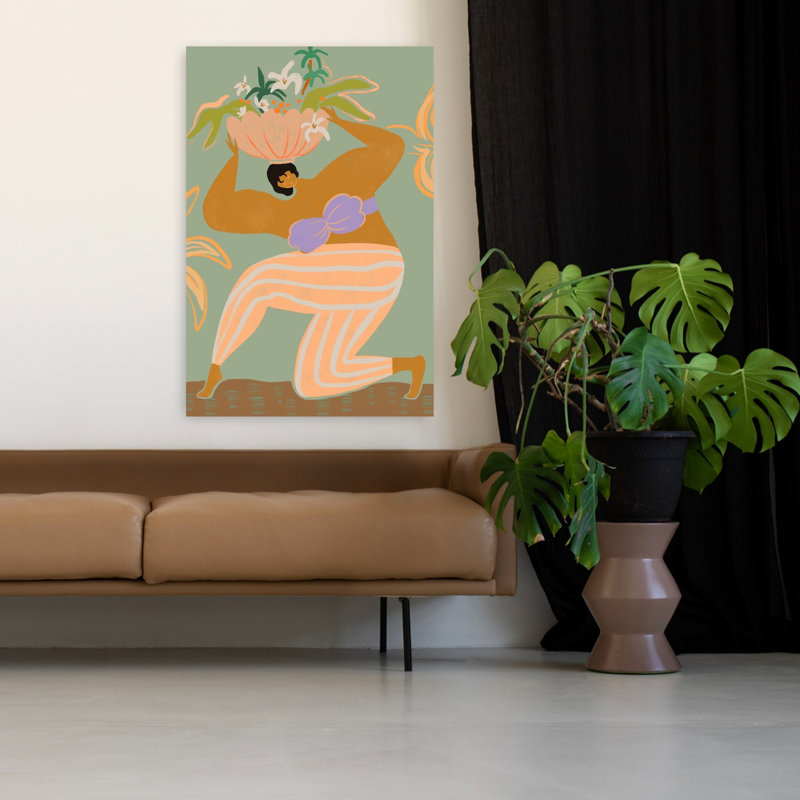 Contemporary Art Colourful Flower Plant Art, 48" H x 32" W