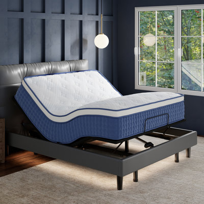 Adjustable Bed With 12" Dual Foam Hybrid Mattress-Zero Gravity, Massage And Wireless Remote, Underbed Light