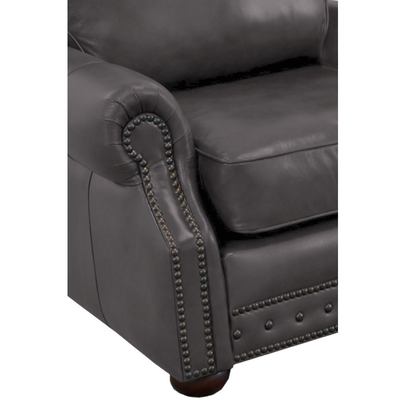 Speroni 100" Genuine Leather Rolled Arm Sofa, Berkshire Charcoal Genuine Leather