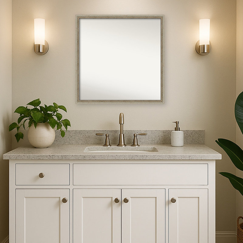 Miroir mural de salle de bain Petronella, L 28 po x H 28 po, Argent Castellan