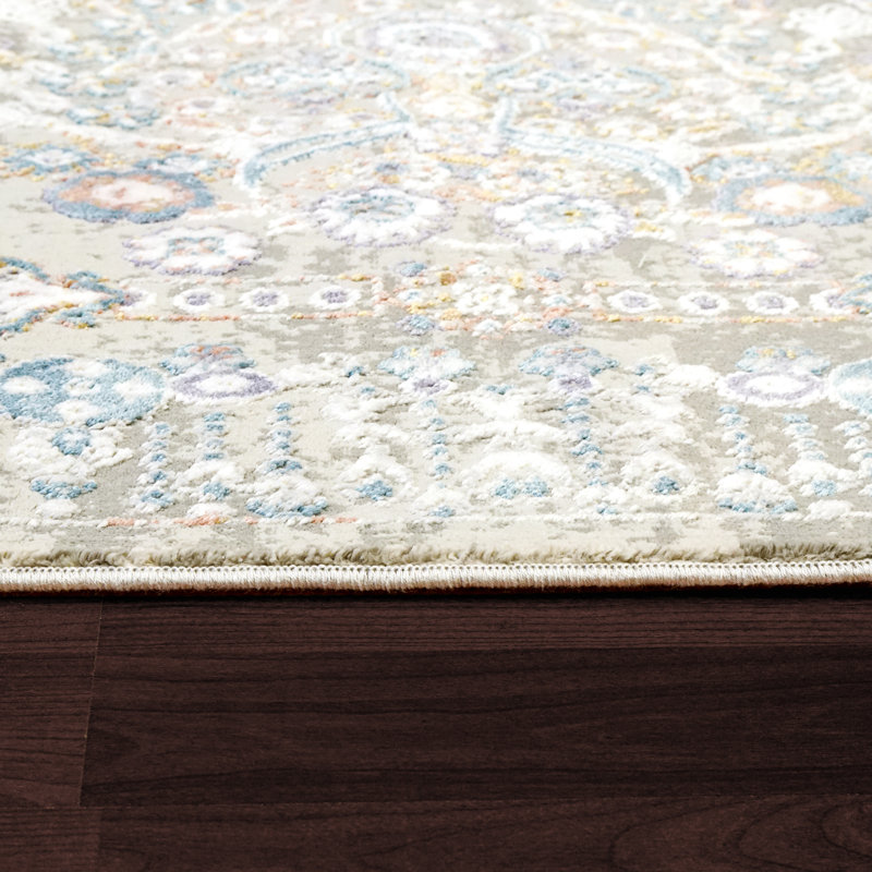 Tapis bleu / beige Layana, Rectangle 6 pi 7 po x 9 pi 6 po