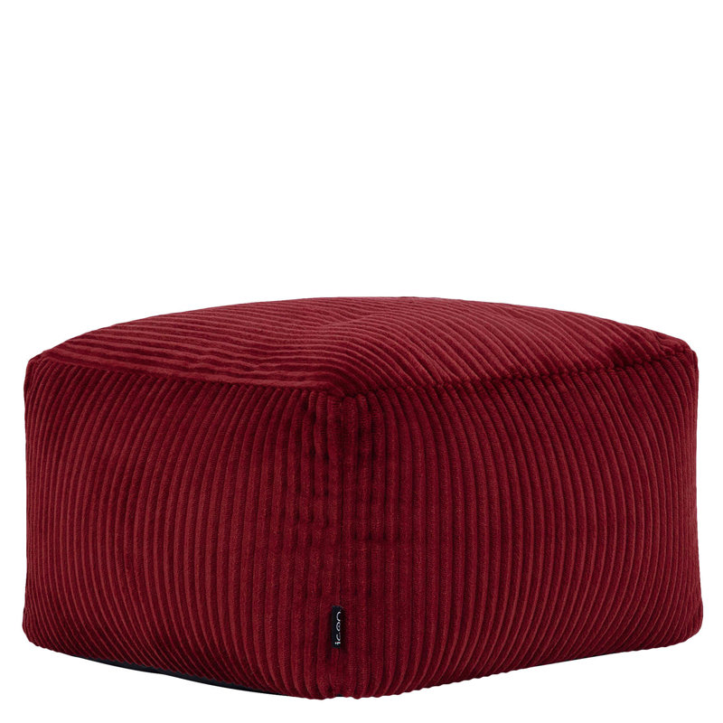 Amara Corduroy Square Footstool, Red
