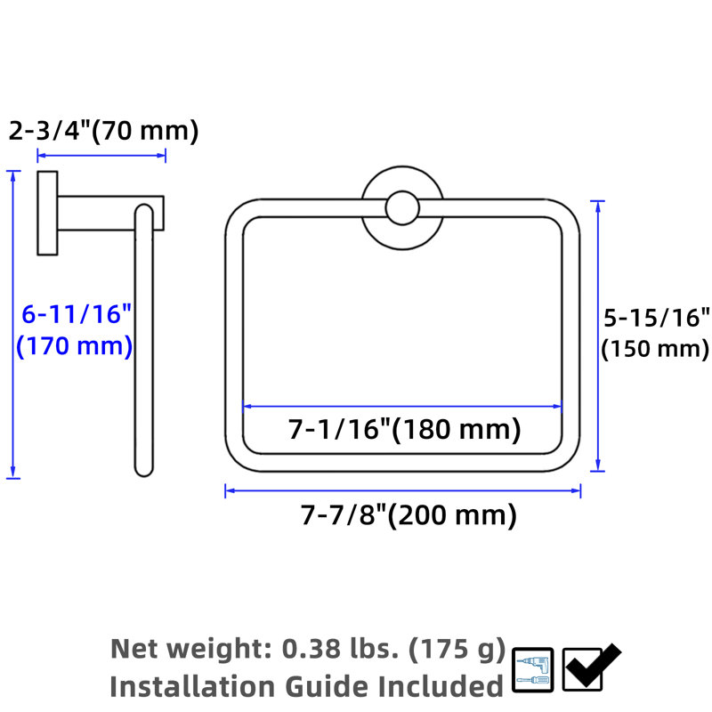 Anneau à serviettes pivotant en acier inoxydable, Argent