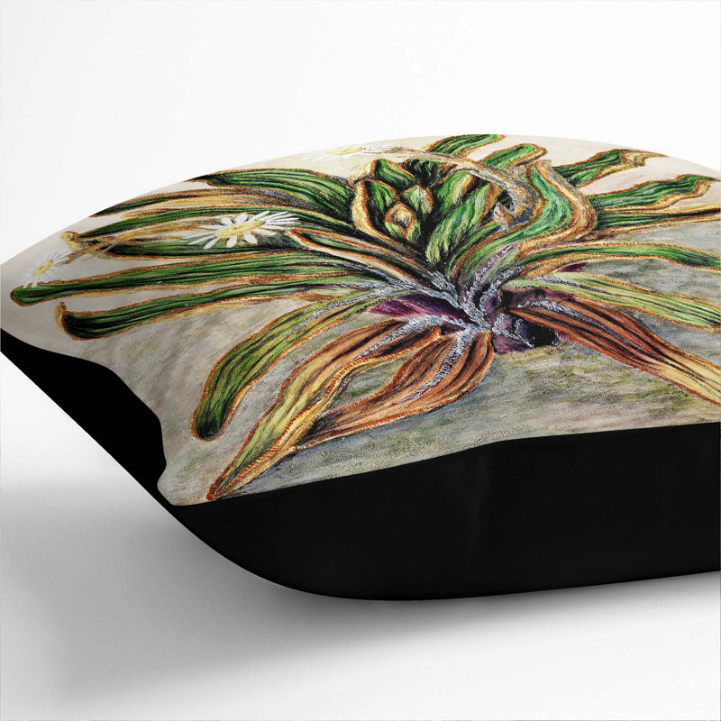 Floral Square Throw Cushion, Black, 40cm H x 40cm W x 15cm D