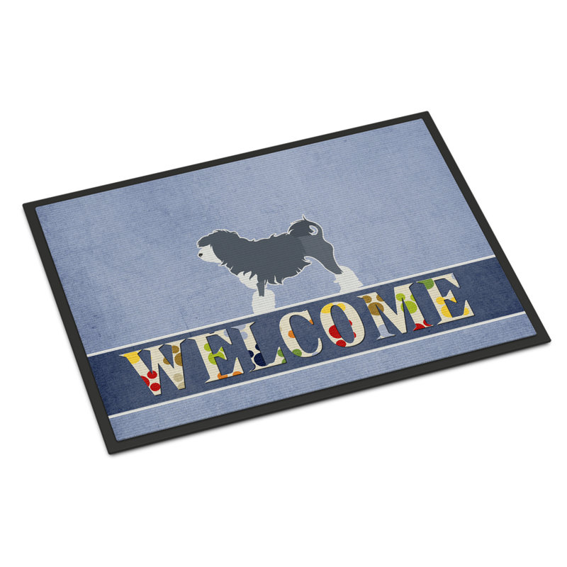 Petit chien lion welcome 27 po x 18 po tapis de porte extérieur antidérapant Refrenshire, l 18 po x L 27 po