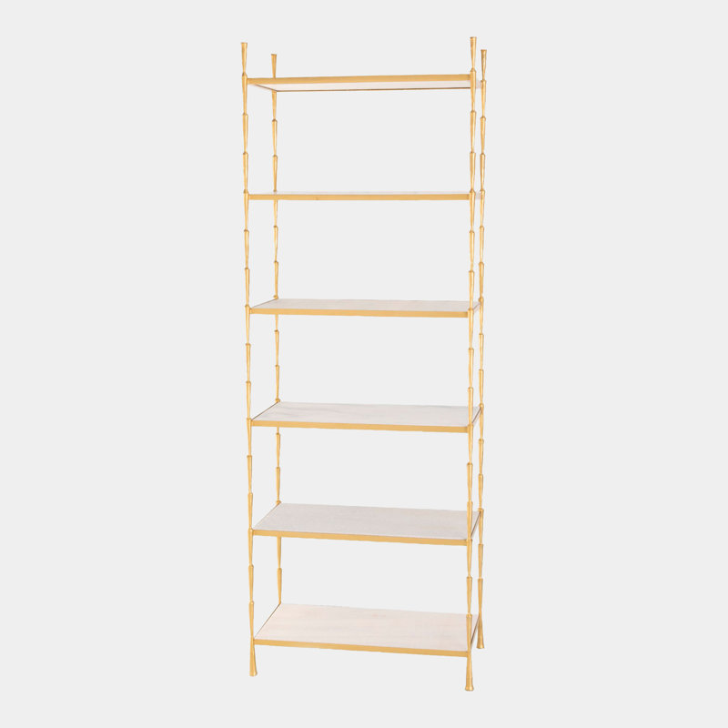 Spike Etagere- w/White Marble, Antique Brass
