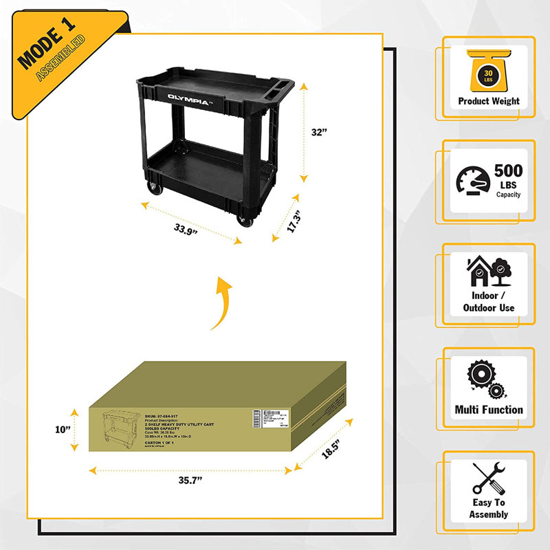 32'' H x 33.8'' W Utility Cart