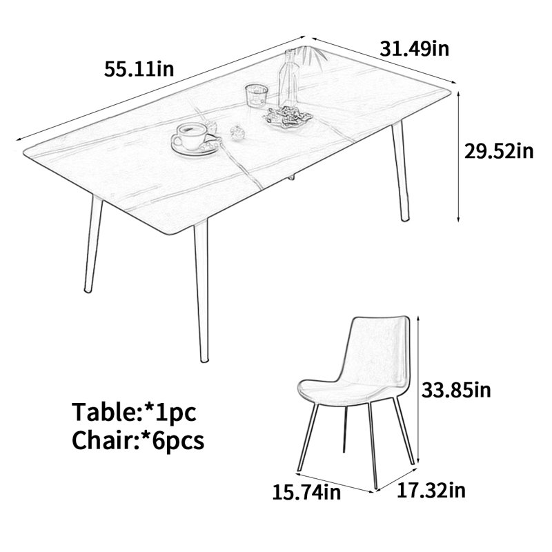 Gray Rectangular Rock Slab Dining Table, 29.52"H x 55.11"L x 31.49"W
