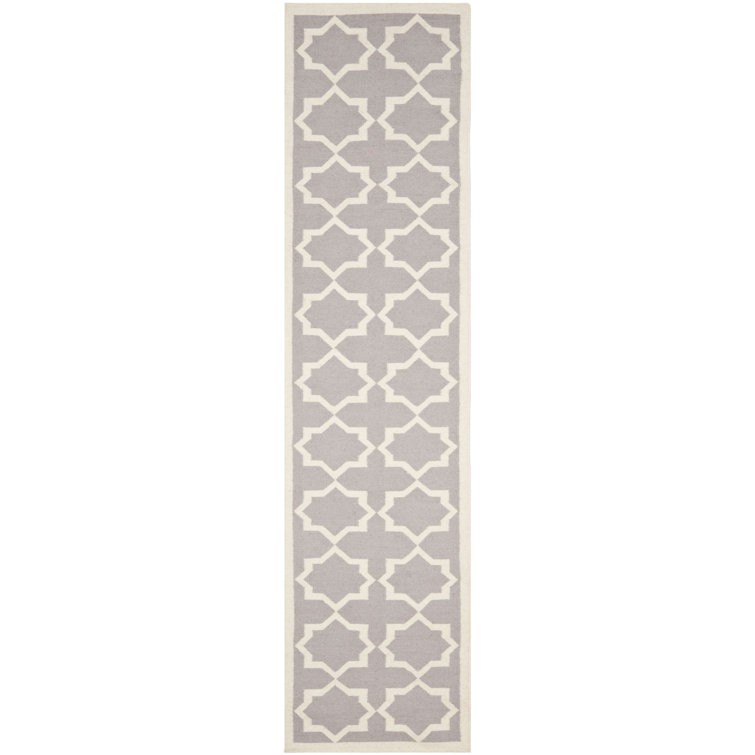 Rodgers Hand Woven Flat Weave Wool/Cotton Geometric Rug in Ivory