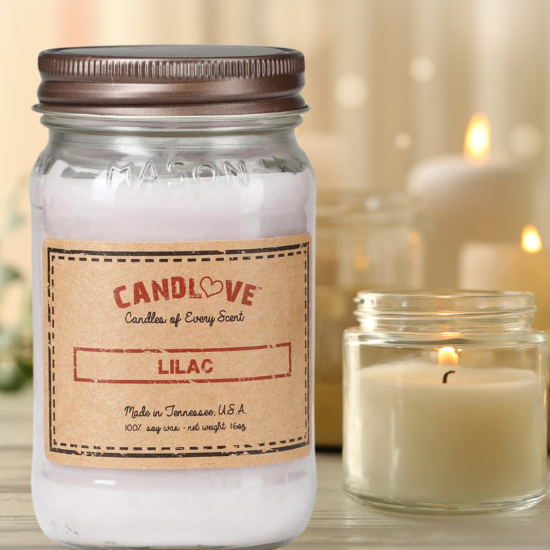 Lilac Scented Jar Candle with Glass Holder