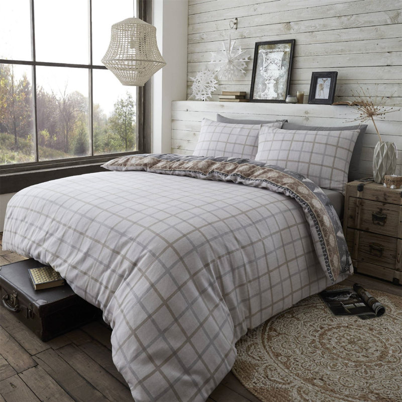 Elzada Cotton Patchwork Duvet Cover Set with Pillowcases Included, Yellow/Grey/White