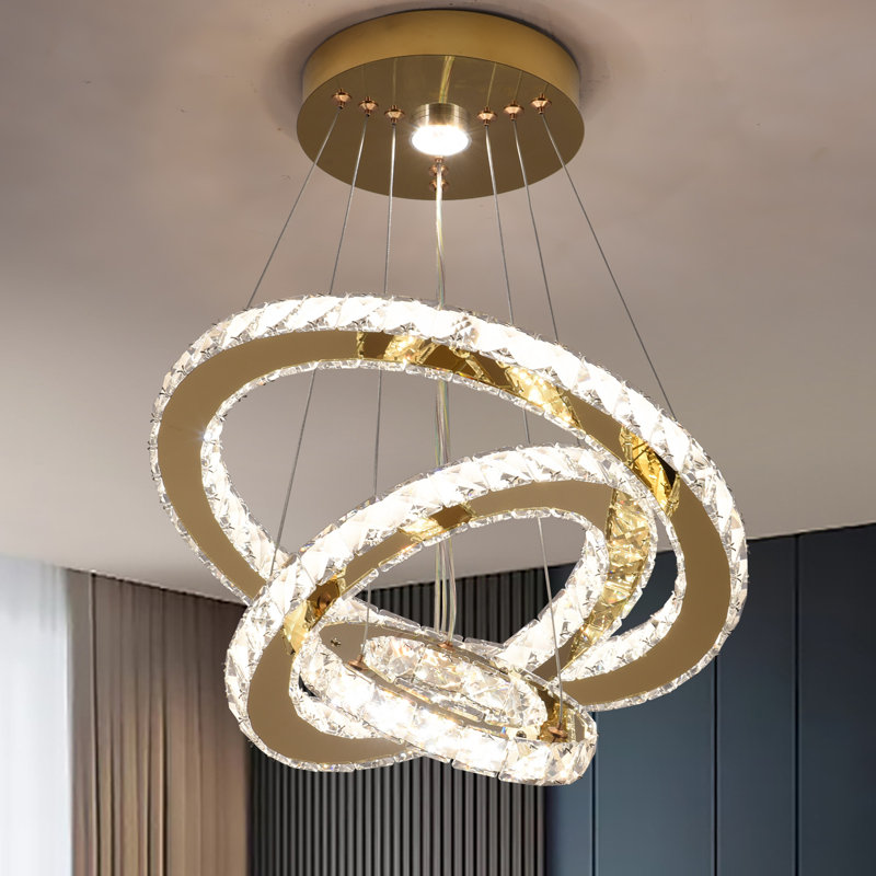 Lowellville 3 - Light Crystal LED Chandelier, Gold