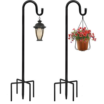2-Piece Sheep Hook Set - 48-Inch High 1/2 Inch Thick Adjustable Anti-Rust Sheep Hook, Suitable For Outdoor Solar Lamps, Lanterns, Flower Baskets, Bird Feeders.