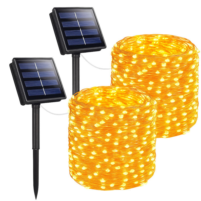 Guirlande solaire 200 lumières DEL - Fil de cuivre de 72 pi, 8 modes d'éclairage, guirlandes lumineuses d'extérieur blanc chaud pour le jardin, le patio, le mariage ou les fêtes