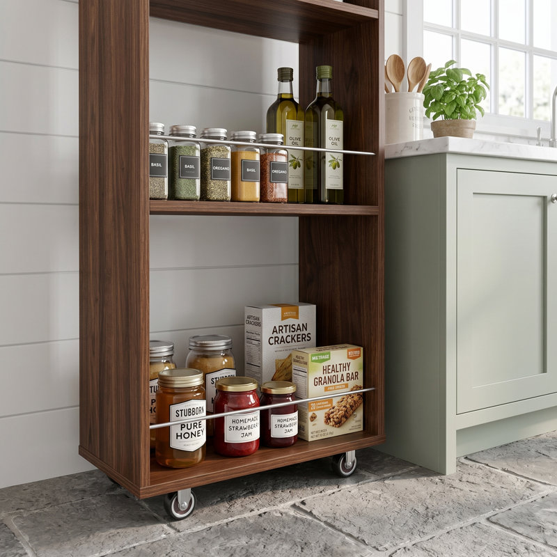 Pull Out Spice Rack Organizer for Inside Kitchen Cabinets, Walnut