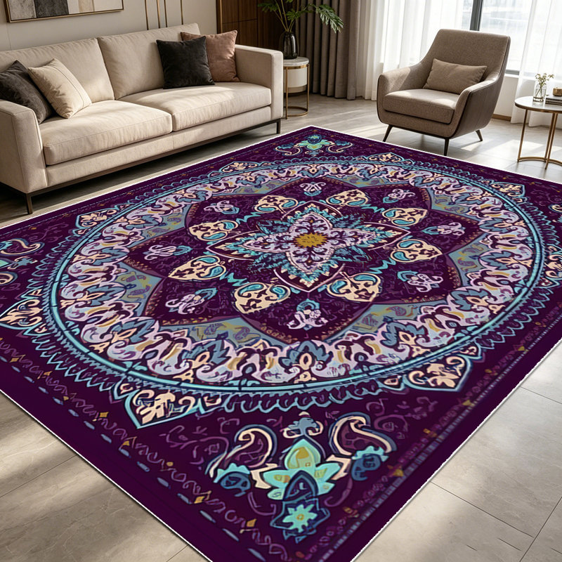 1PC Vintage Persian Bohemian Floral Medallion area rugs for Living Room, Soft and Comfortable, Suitable for all seasons, easy-to-maintain, machine washable Indoor floor mat, Under Table Farmhouse suitable for dining room, bedroom, entryway, kitchen,