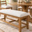 Ensemble de salle à manger extensible Cavressa 6 pièces, table à pied centrale en bois naturel avec rallonge amovible de 45 cm, 4 chaises à dossier échelle et banc de 112 cm-611896037