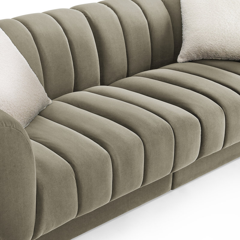 Charlotte 224Cm Velvet Rolled Arms Chesterfield Sofa, Beige