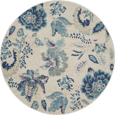 Tapis ivoire / bleu clair Leeming