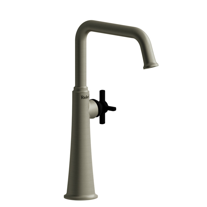 Momenti Single Bathroom Faucet with U-Spout, Brushed Gold, Cross