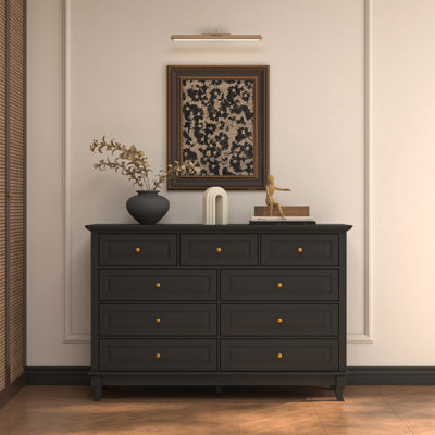 Elegant Traditional Accent Chest With 9 Drawers, Classic Design, And Gold Hardware – Available In White And Black Finish by Canora Grey
