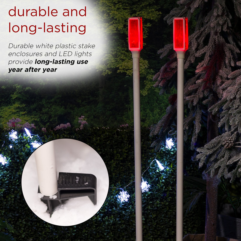 White and Red Solar LED Pathway Light Set of 2