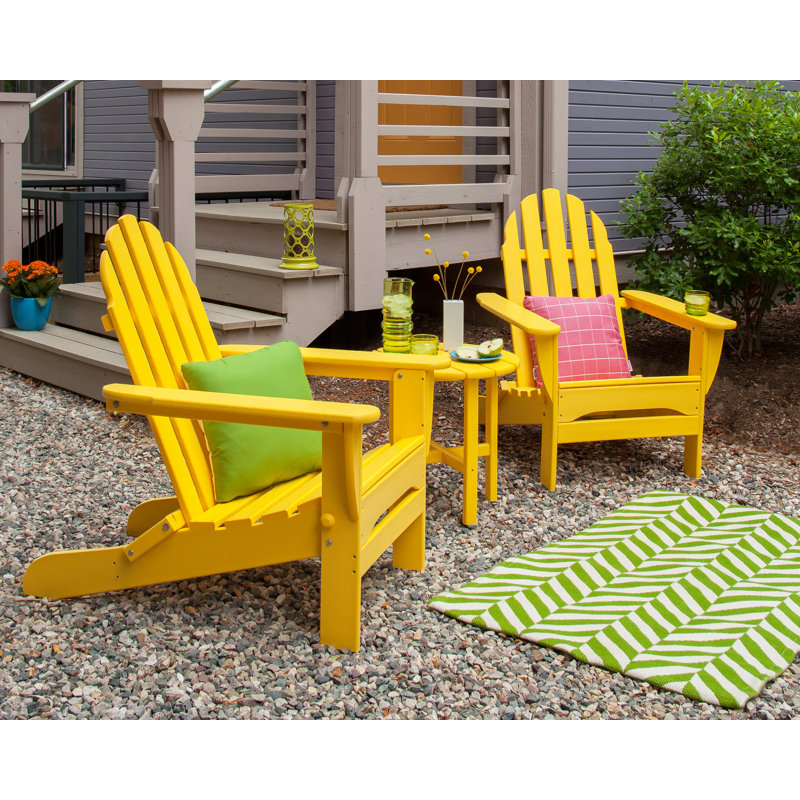 POLYWOOD Classic Adirondack Folding Adirondack 3-Piece Set, Lemon