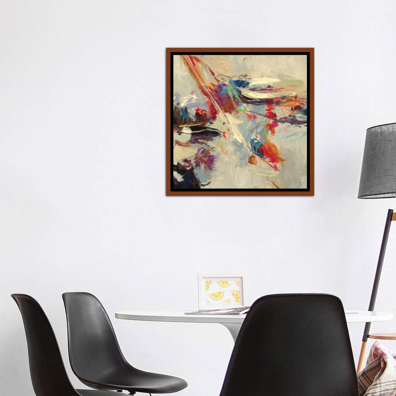«Positif énergie I» par Randy Hibberd - reproduction d'art, H 37 po x l 37 po x P 1,5 po, Toile classique avec cadre brun