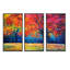 «Vibrant Red Tree In Autumn Landscape», peinture sur toile 3 pièces-974447601-974447602